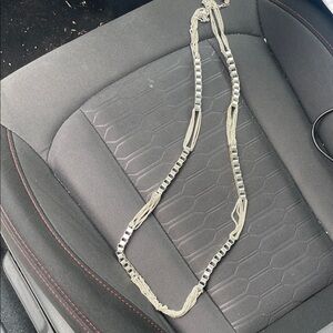 Source Unknown Silver Multi-Strand Box and Mesh Necklace